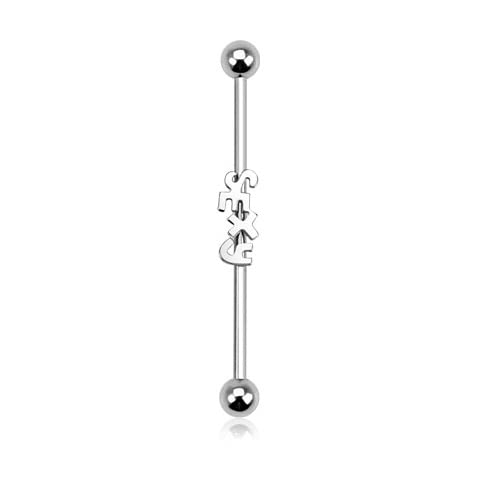 Industrial Ohrpiercing Stab Sexy Chirurgenstahl 38mm Stablänge 1.6mm Stabdicke Silber Barbell Piercings Langhantel