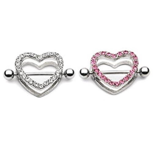 Brustwarzenpiercing Brustpiercing Frau Maenner Intimpiercing Mann Nippelpiercing Herz Silber Roségold Rand Zirkonia Clear Pink Edelstahl Chirurgenstahl 316L