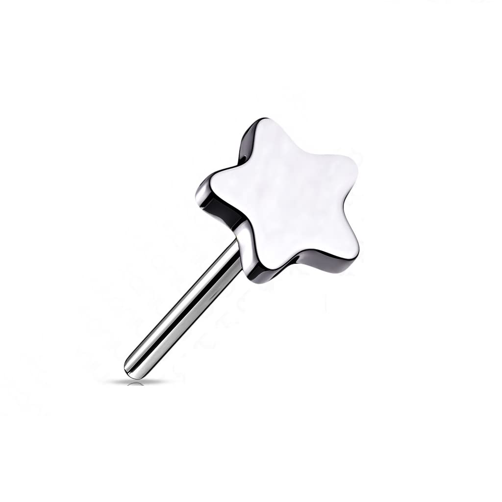 Push-In Aufsatz Stern Titan Grade 23 Piercing Set Mehrfarbig 4mm Groß Ohrstecker Labret Stud Nipple Straight Barbell Helix Tragus