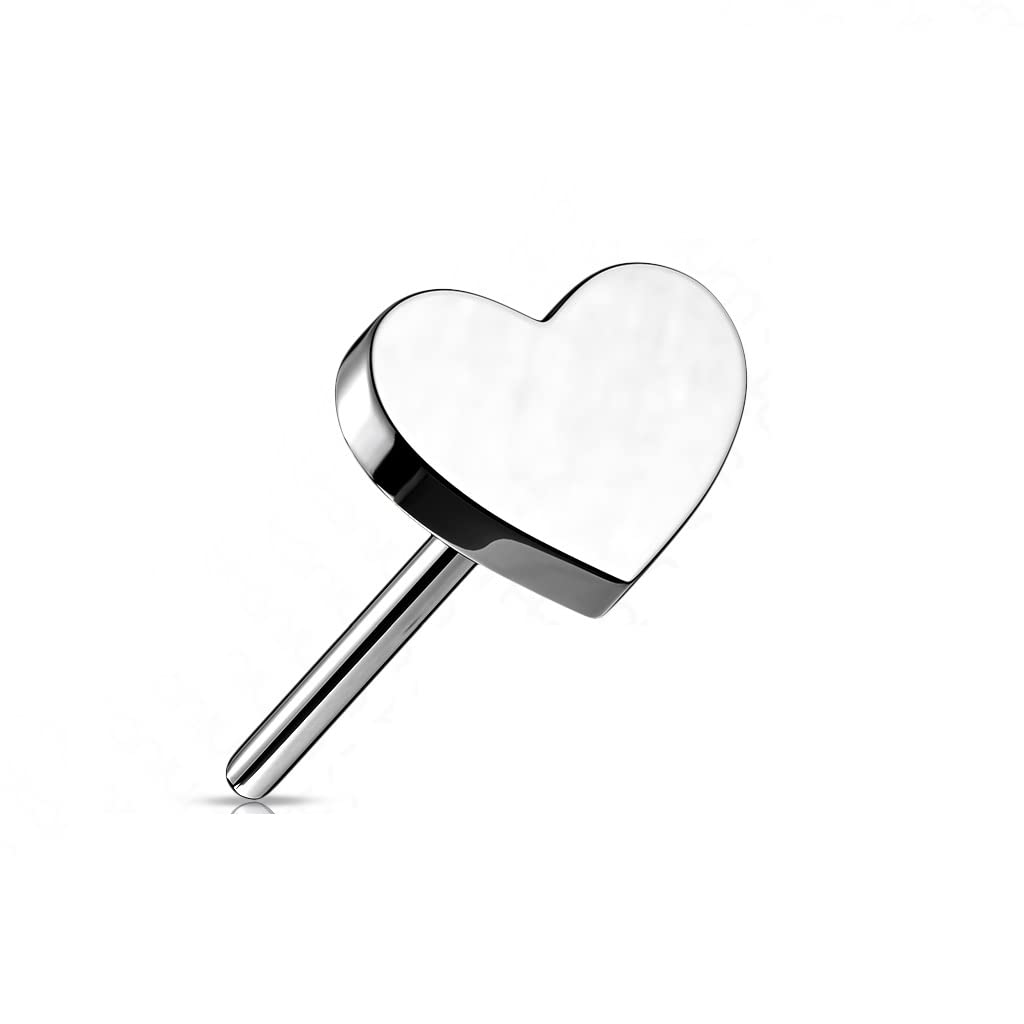 Push-In Aufsatz Herz Titan Grade 23 Piercing Set Mehrfarbig 4mm Groß Ohrstecker Labret Stud Nipple Straight Barbell Helix Tragus