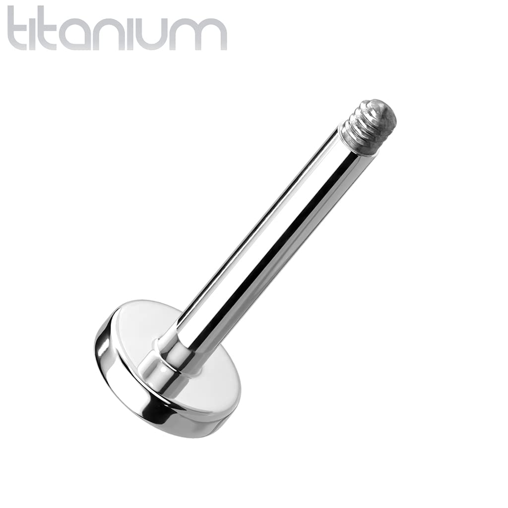 Paula & Fritz® Piercing Ersatz-Stab Labret Stud Titan-IUM Grade 23 Außengewinde 1,2-mm 1,6-mm Stärke Kombinierbar Gerade Platte Gewinde-Hantel Lippe