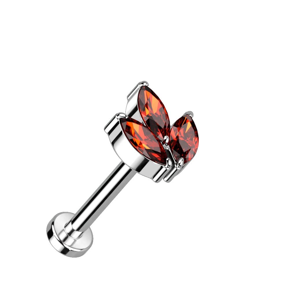 Push-In Labret Piercing Blatt Opal Zirkonia TitanIUM Grade 23 Set Mehrfarbig 1mm StabDicke BlütenSockel Madonna Medusa Monroe