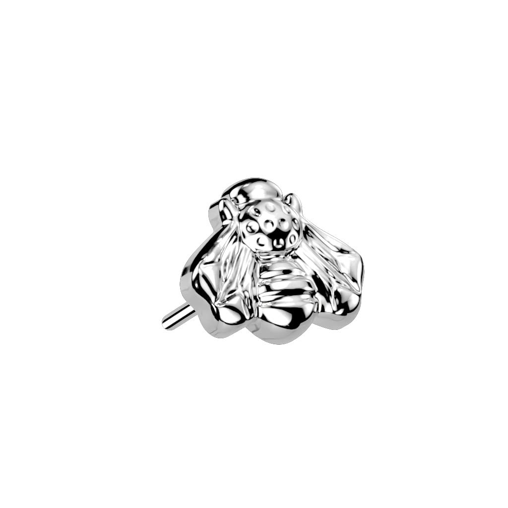 Push-In Aufsatz Biene Titan Grade 23 Piercing Set Mehrfarbig 10,6mm x 4mm Ohrstecker Labret Stud Nipple Straight Barbell