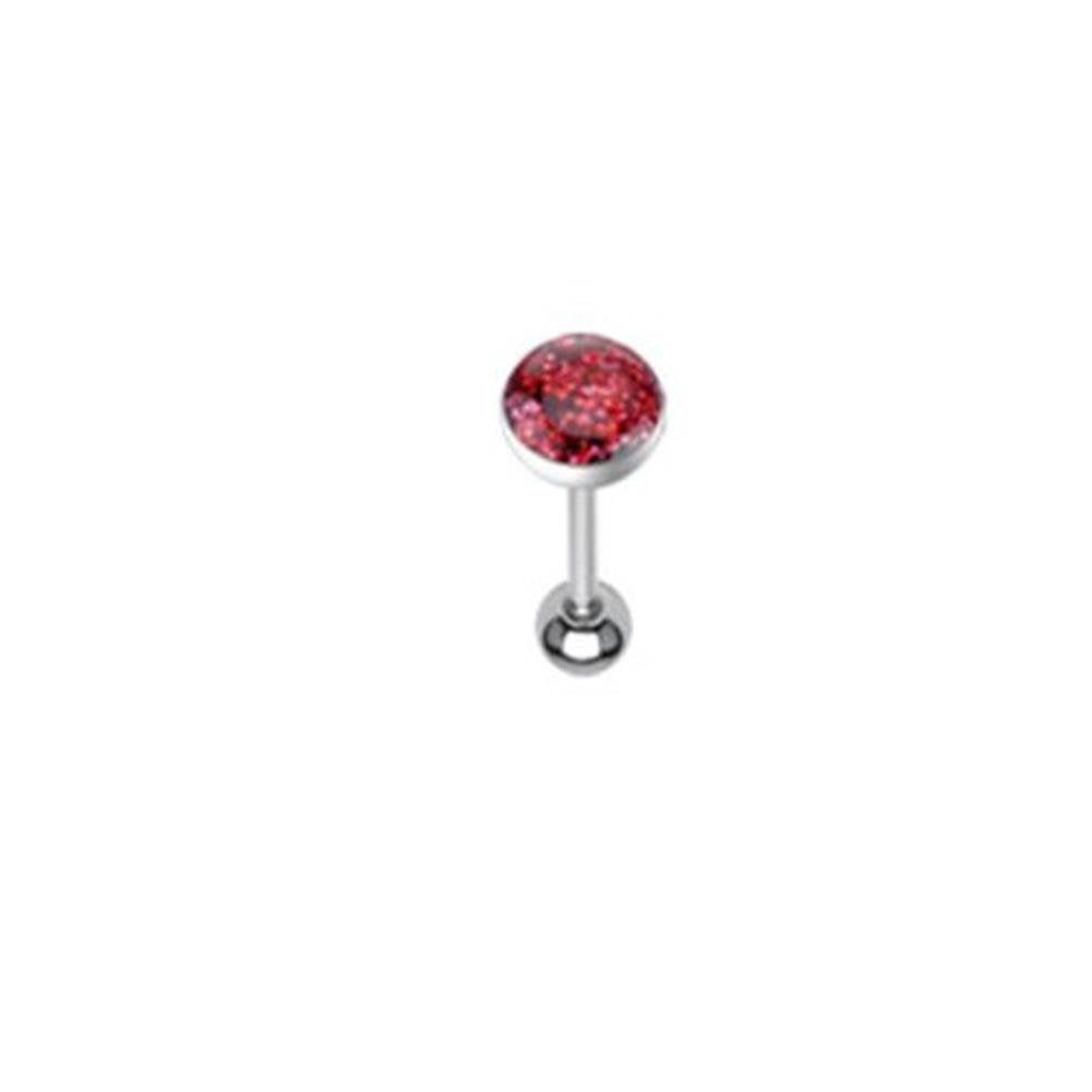 Paula & Fritz® ZungenPiercing Barbell 16mm lang Chirurgenstahl Glitter Epoxy Dome