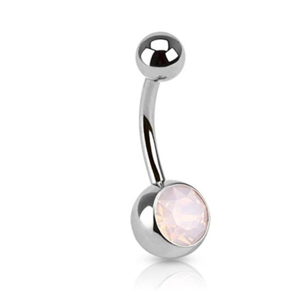 Bauchnabelpiercing Silber Opale Clear pink Aqua Bauchpiercing Bananabell Edelstahl Chirurgenstahl 316L
