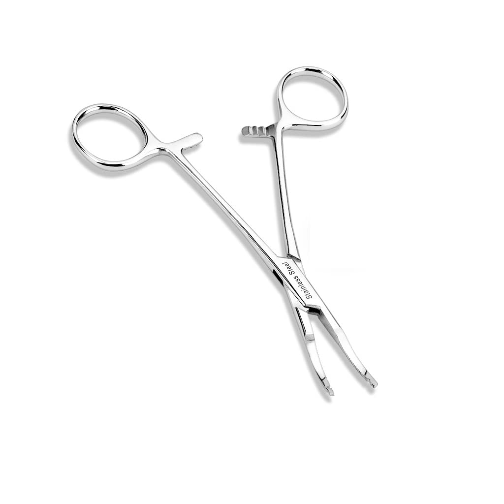 Paula & Fritz? Dermal Anchor Zange Silber Chirurgenstahl 316L 140-mm Klemm-Zange Schmuck-Pinzette Skindiver Tool Haltezange Kelly-Pinzette Hautanker