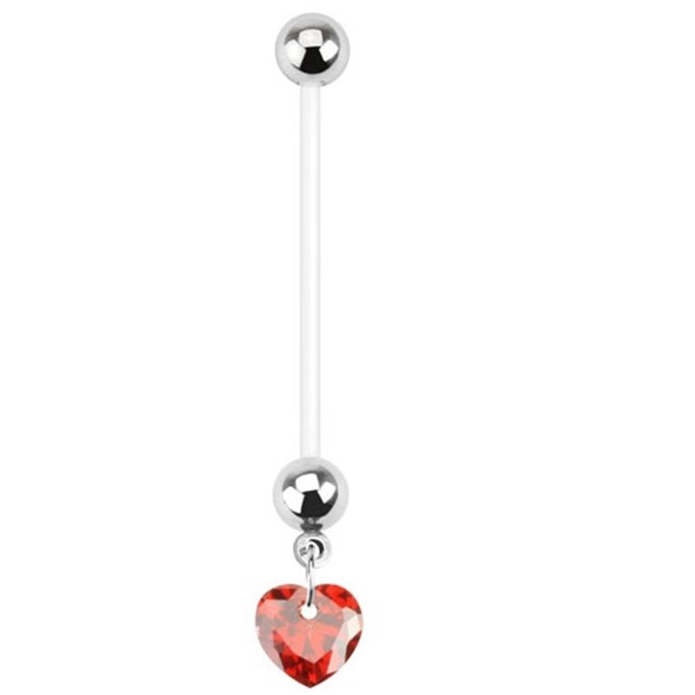 Schwangerschaftspiercing Bauchnabelpiercing Herz-Kristall Zirkonia Bio Flexibler Stab Bauchpiercing Set Pink Rot Clear Nabelpiercing