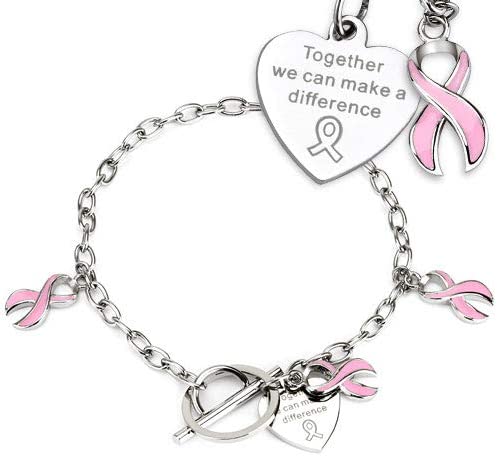 Armband Damen Silber Brustkrebs Charm Anh?nger 316L Chirurgenstahl 235-mm Bettelarmband Armkettchen Armschmuck Fu?kette Fu?kettchen