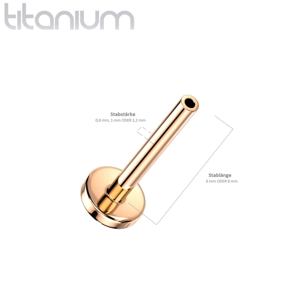 Push-In ERSATZ Labret Stud Stab Mehrfarbig Titan Grade 23 Gewindelos Kombinierbar Threadless Pressfit Madonna Medusa Monroe Tragus