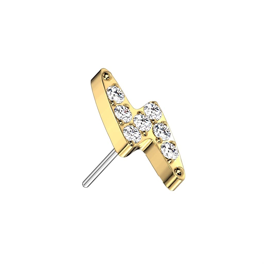 Push-In Aufsatz Blitz Gold Silber Zirkonia Titan Grade 23 Piercing Set Mehrfarbig Ohrstecker Labret Stud Nipple Straight Barbell