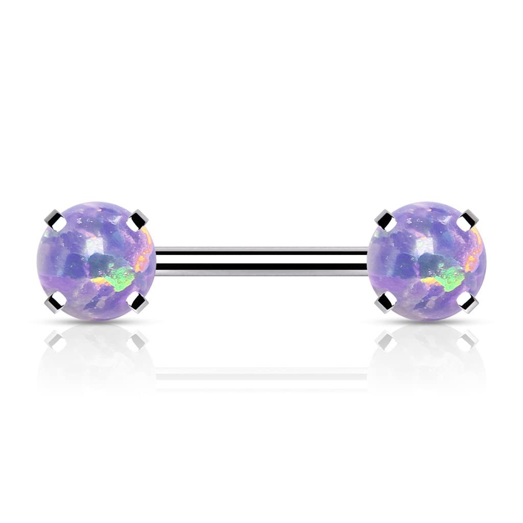 Push-In Piercing Brustwarze Opal Chirurgenstahl 316L Kugel Set Mehrfarbig 1,6 Stabdicke Nipple Gewindelos Straight Barbell Bridge