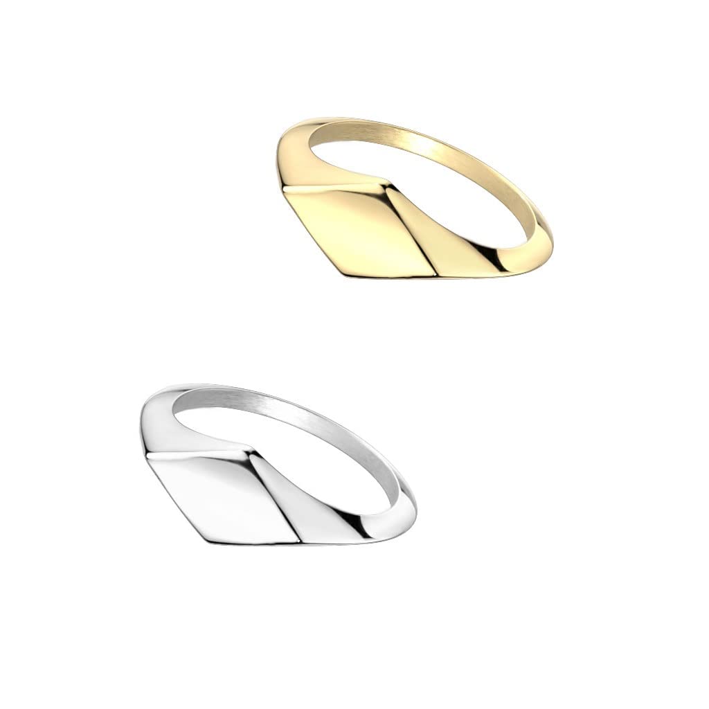 Ring Damen Siegelring Gold Silber 316L Chirurgenstahl Größe 49 (15,6) - 59 (18,8) 8,5 breit