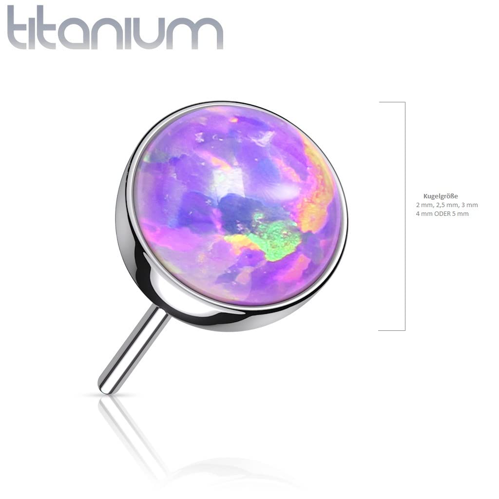 Push-In Aufsatz Synthetischer Opal Titan Grade 23 Piercing Set Mehrfarbig 2mm 2,5mm 3mm 4mm 5mm Stein Ohrstecker Nipple Barbell