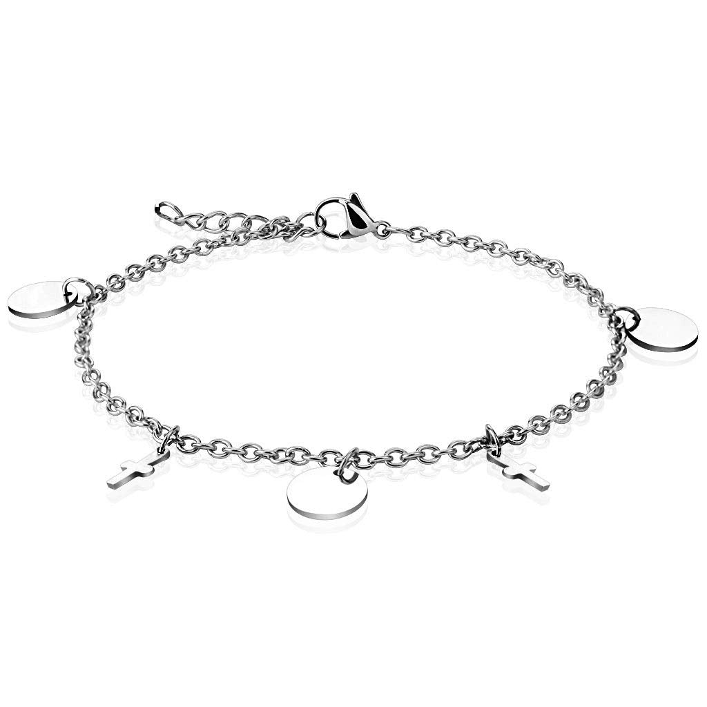 Armband Damen Silber Charms Anhänger 316L Chirurgenstahl 235mm Bettelarmband Armkettchen Armschmuck Fußkette Fußkettchen