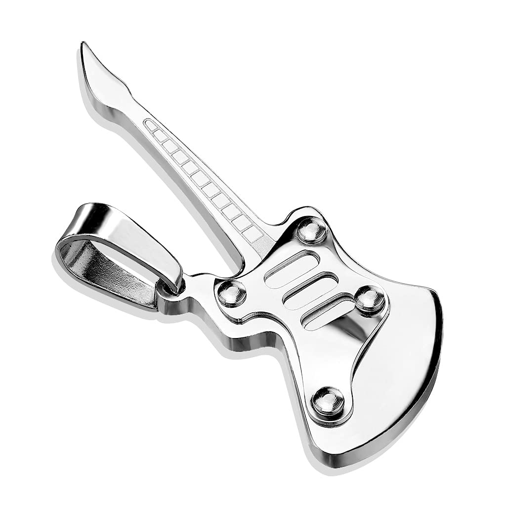 Kettenanhänger E-Gitarre 316L Chirurgenstahl Silber Gold Halskettennhänger Pendant Damenkettenanhänger Musik Frauen