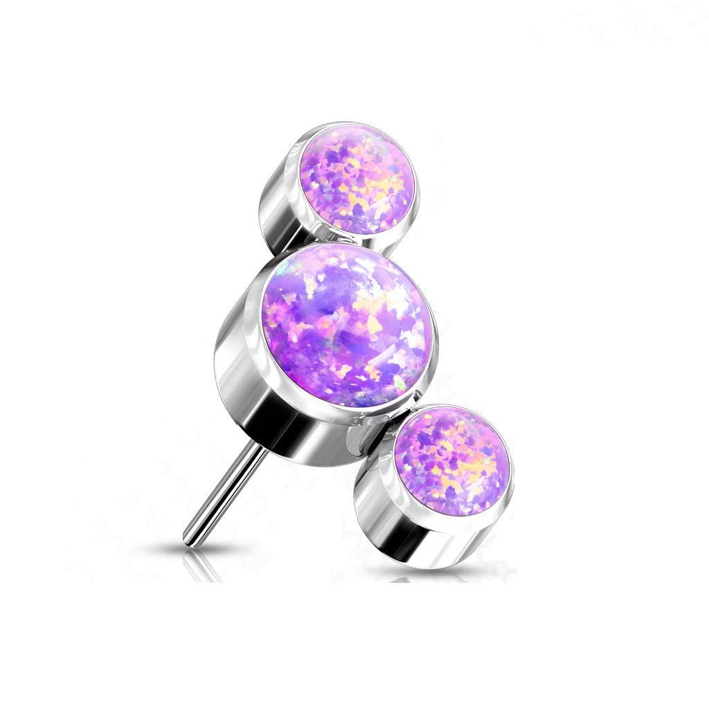 Push-In Aufsatz Synthetischer Opal Titan Grade 23 Piercing Set Mehrfarbig 9mm Lang Ohrstecker Labret Stud Nipple Straight Barbell