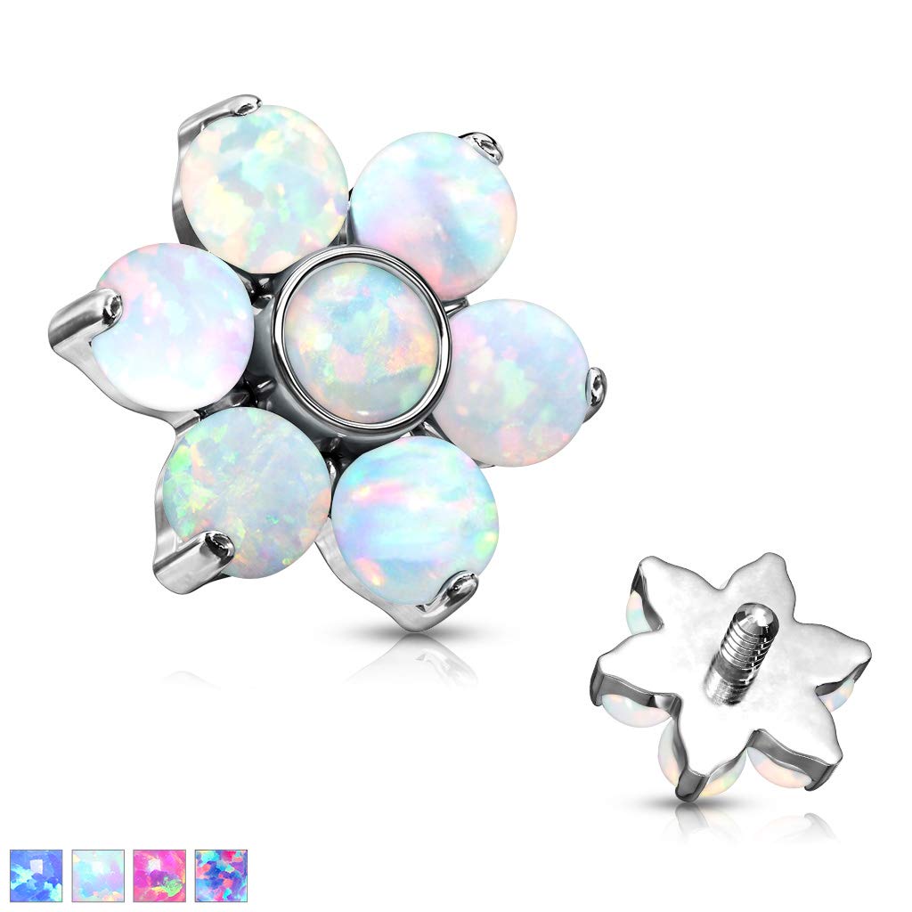 Dermalanchor Aufsatz Opal Blume 316L Chirurgenstahl viele Farben und Gewindestärken Hautanker Skin Diver Implantat Kugel Flower