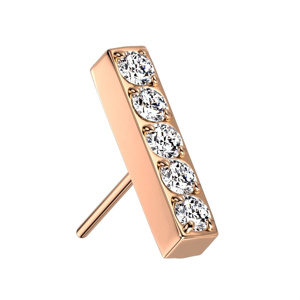 Push-In Aufsatz Block Zirkonia Titan Grade 23 Piercing Set Mehrfarbig 8mm lang Ohrstecker Labret Stud Nipple Straight Barbell