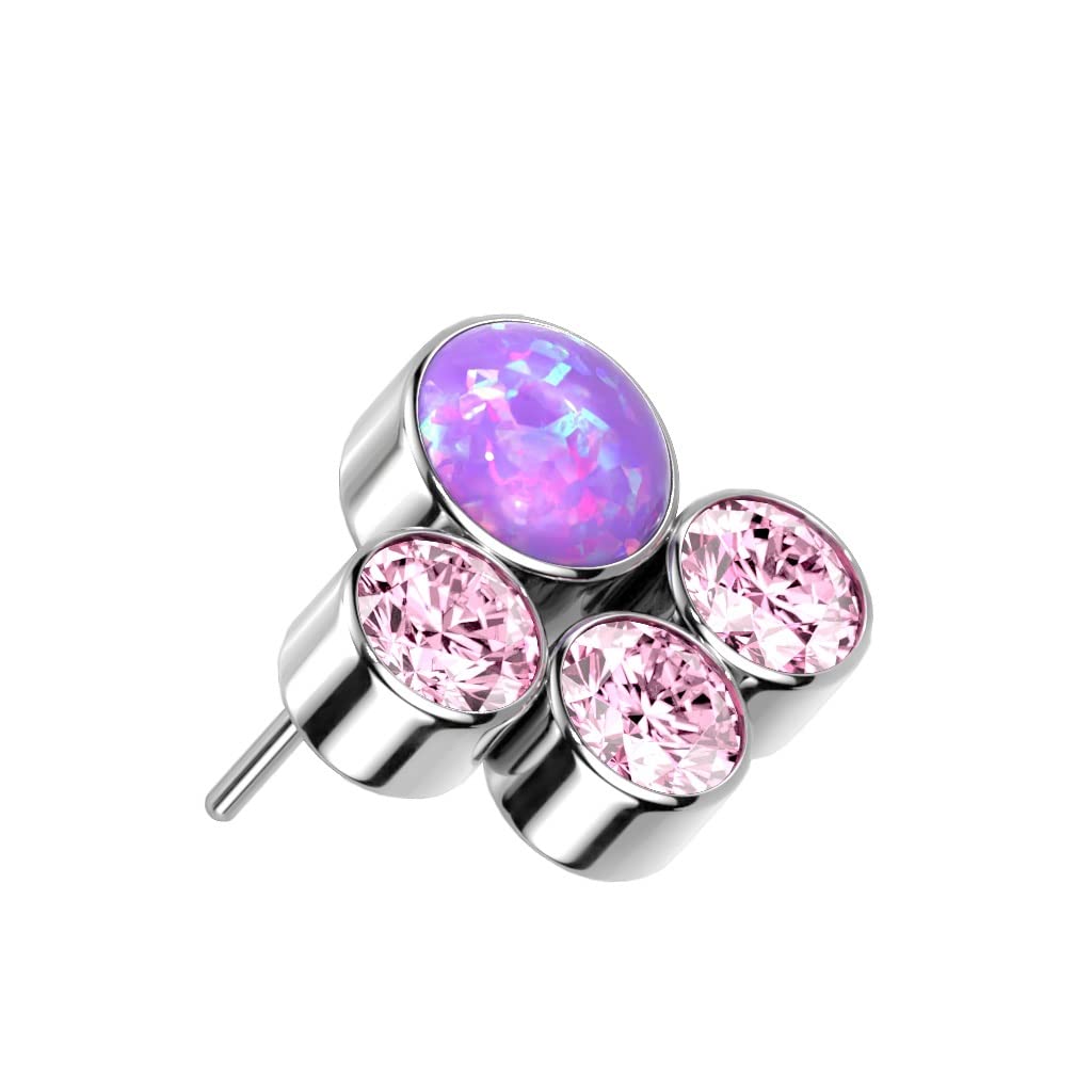 Push-In Aufsatz Tatze Silber Zirkonia Opal Titan Grade 23 Piercing Set Mehrfarbig Ohrstecker Labret Straight Barbell Tier-Pfote