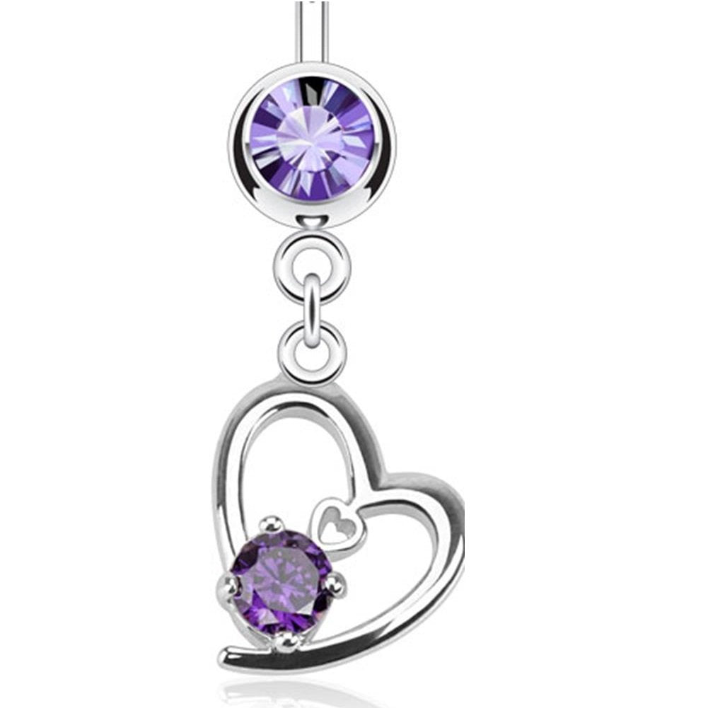 Bauchnabelpiercing Chirurgenstahl HerzAnhänger Zirkonia Silber Pink Lila Clear Set Banane Bauchpiercing Bananabell Bauchpiercing