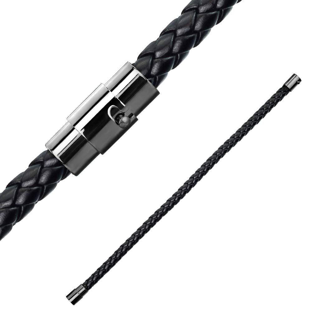 Kordelarmband Leder schwarz Magnetverschluss Edelstahl Silber, schwarz, gelbgold Pärchenarmband Freundschaftsarmband Wickelarmband Länge 190mm - 216mm