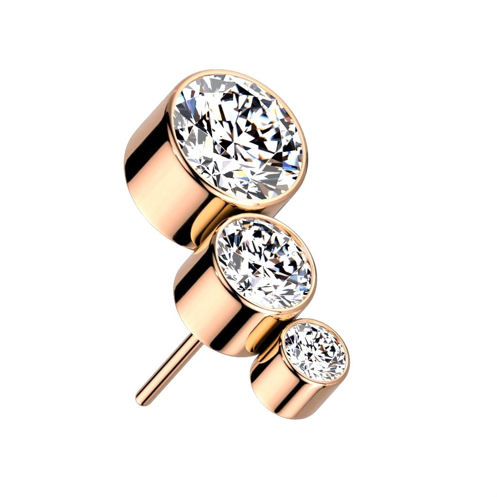 Push-In Aufsatz Halb-Mond Zirkonia Titan Grade 23 Piercing Set Mehrfarbig 8,8mm Ohrstecker Labret Stud Nipple Straight Barbell