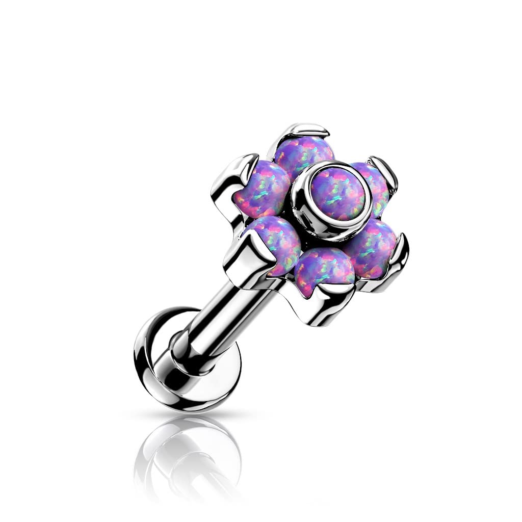 Push-In Labret Piercing Blume Opal Titan Grade 23 Piercing Set 1,2mm Stabdicke 8mm Stabstärke Madonna Medusa Monroe Tragus Helix