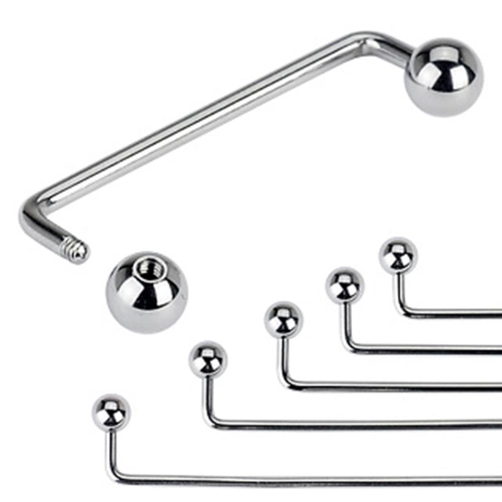 Oberflächenpiercing Surfacepiercing Barbell 90 Grad Piercingstab Chirurgenstahl 12mm Stablänge 1.6 mm Stabdicke Silber Bar Kugeln