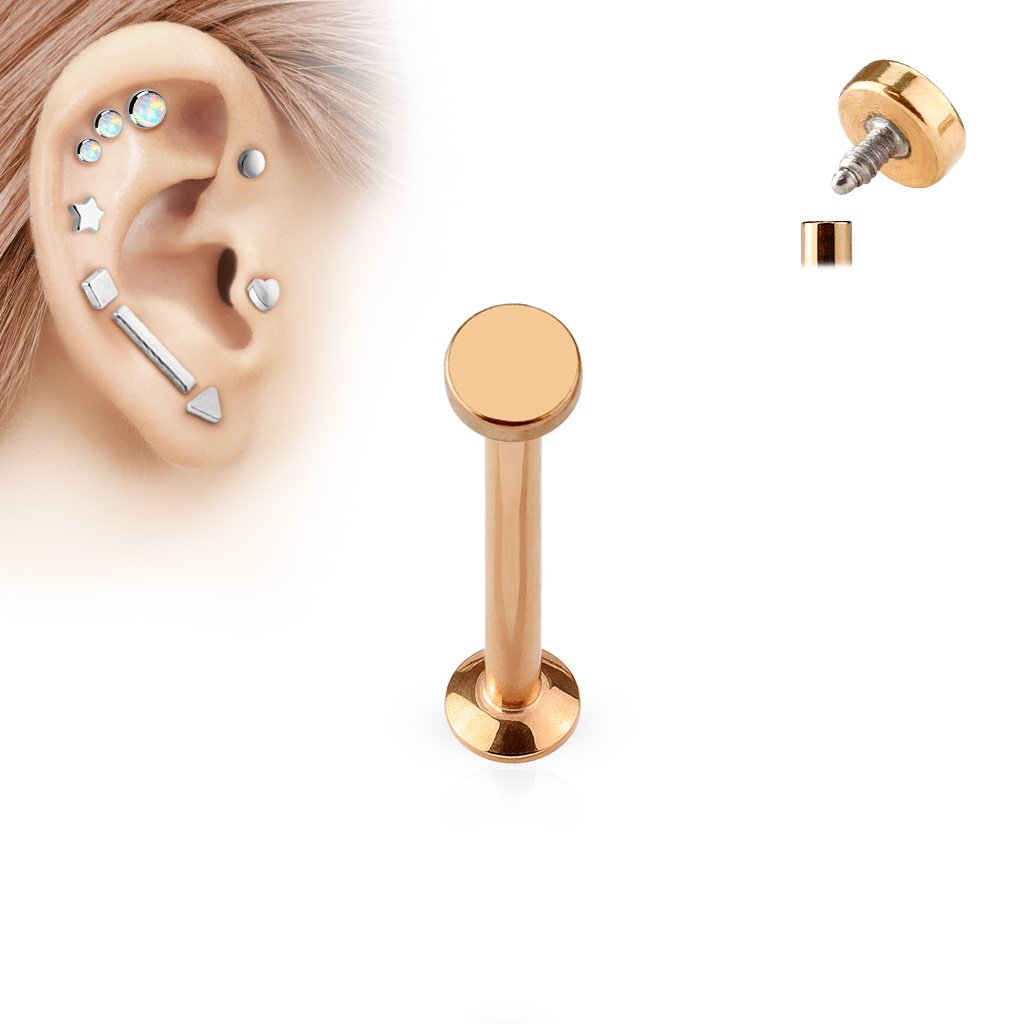 Paula & Fritz® UNIVERSAL Stud Labret Monroe Cartilage Flatball 3mm Gold roségold schwarz Silber Edelstahl Chirurgenstahl 316L Länge 4mm - 8mm