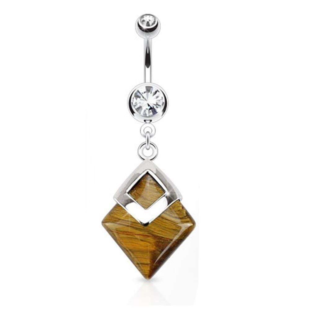 Bauchnabelpiercing Chirurgenstahl Halbedelstein Synth Opal Raute Zirkonia Silber Banane Bauchpiercing Bananabell Bauchpiercing