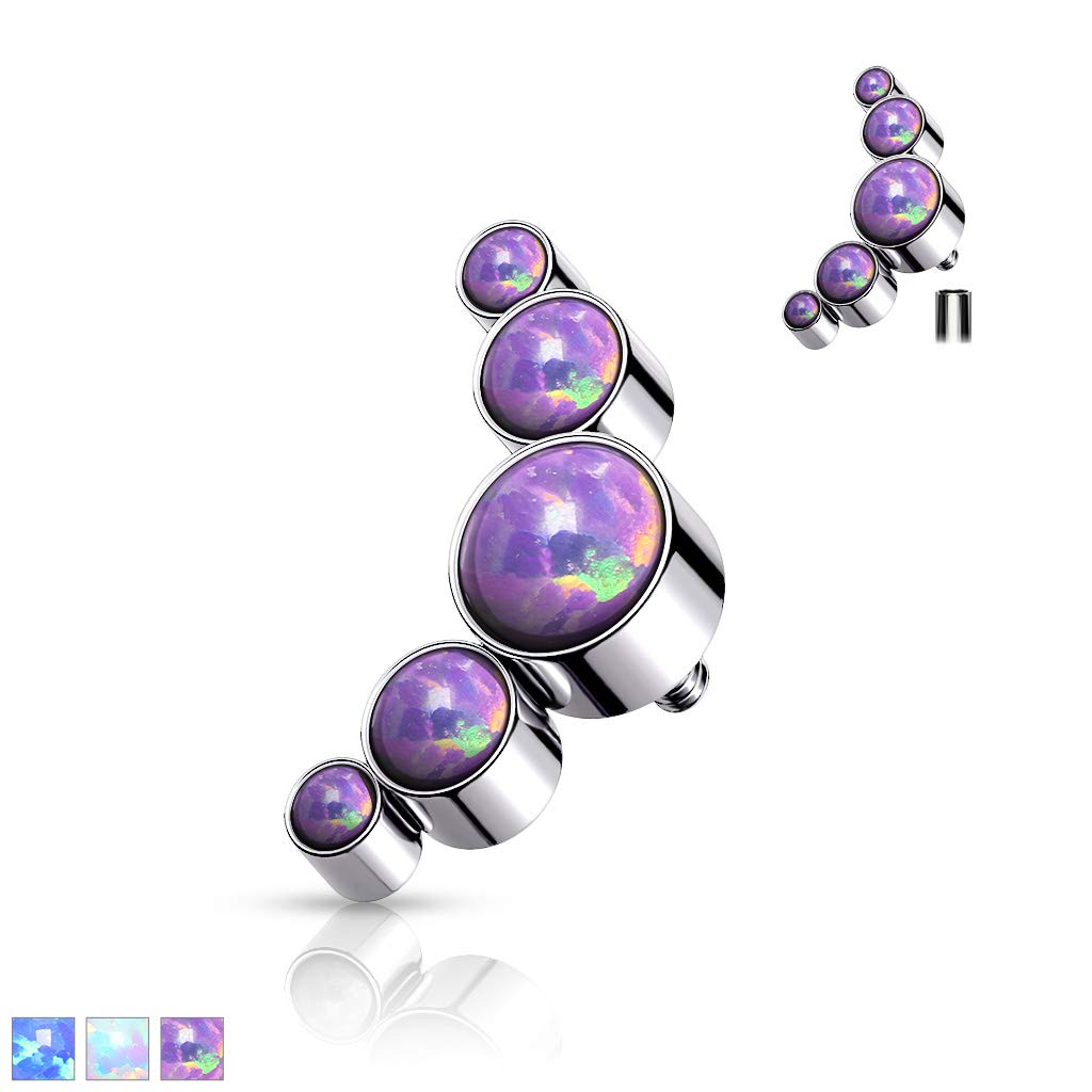 Dermalaufsatz Anchor 5 Opale Halbmond viele Farben 316L Chirurgenstahl HautAnker Skin Diver Implantat Kugel Bodypiercing