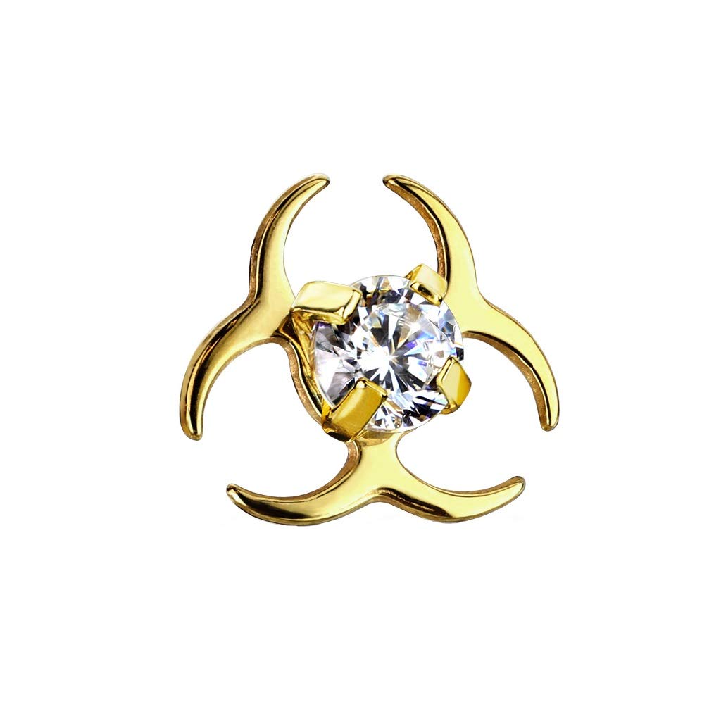 Dermalanchor Aufsatz Hautanker Implantate Transdermal Microdermal Top Silber gelb-Gold schwarz Symbol Biogefahr Zirkonia Clear Edelstahl Chirurgenstahl 316L