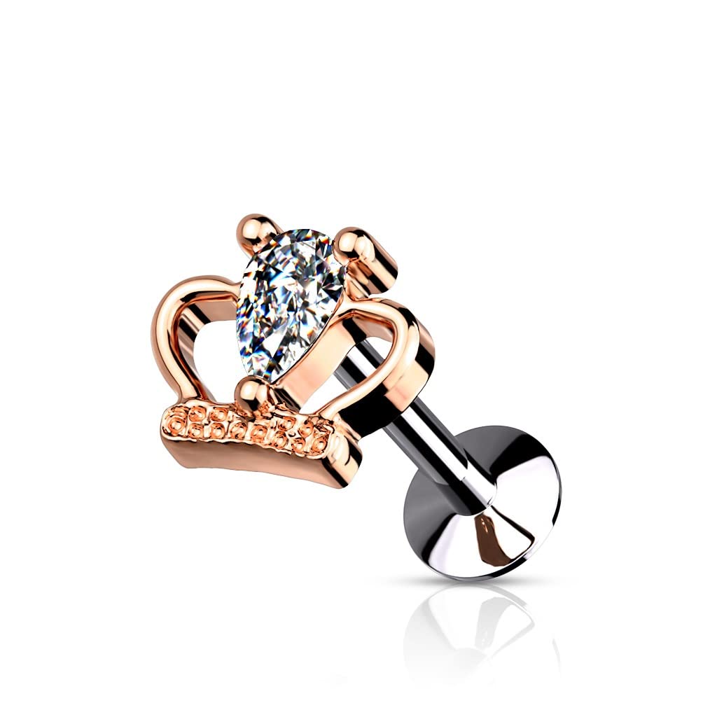 Push-In Labret Piercing Krone Zirkonia Klar Chirurgenstahl 316L Set Mehrfarbig 6mm Stabänge Madonna Medusa Ohr-Stecker Labret Stud