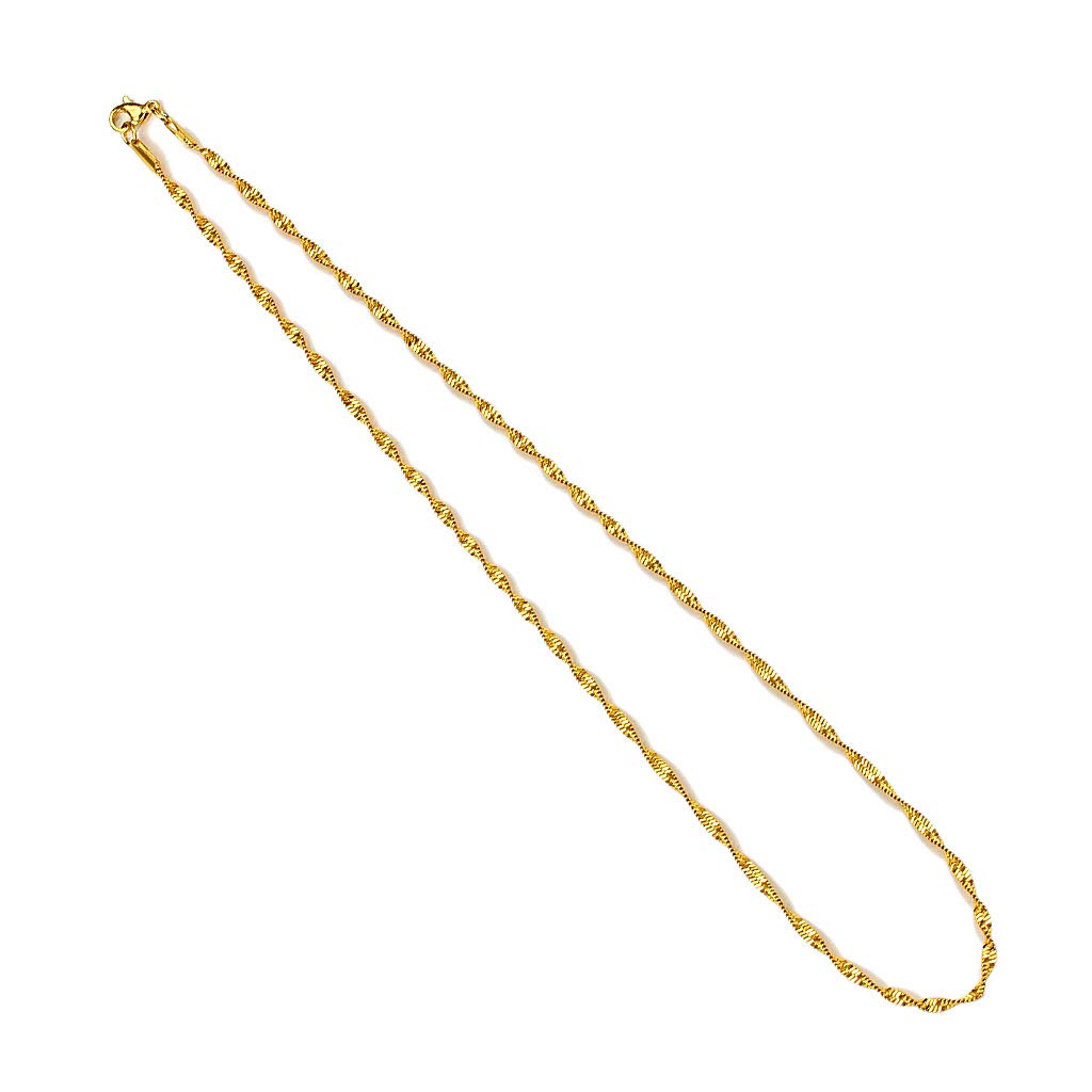 Paula & Fritz® Hals-Kette Damen Edelstahl Silber Gold 480-mm Lang 2,6-mm Breit Herren-Kette Hals-Schmuck Kordelkette Frauen-Ketten Männer-Ketten