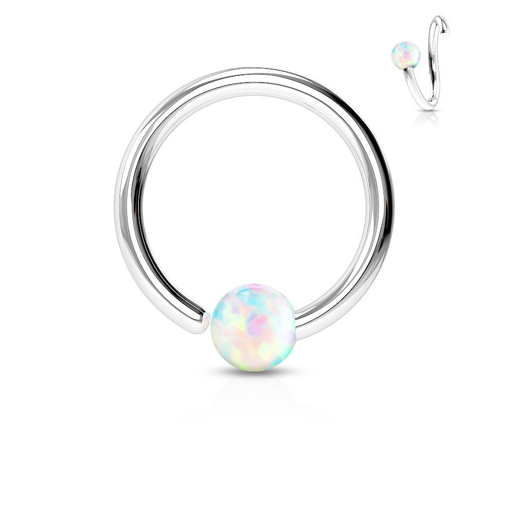Paula & Fritz® Ring aus Edelstahl Chirurgenstahl 316L für Lippe, Nase, Augenbraue mit Opal Blau, Weiß, Pink