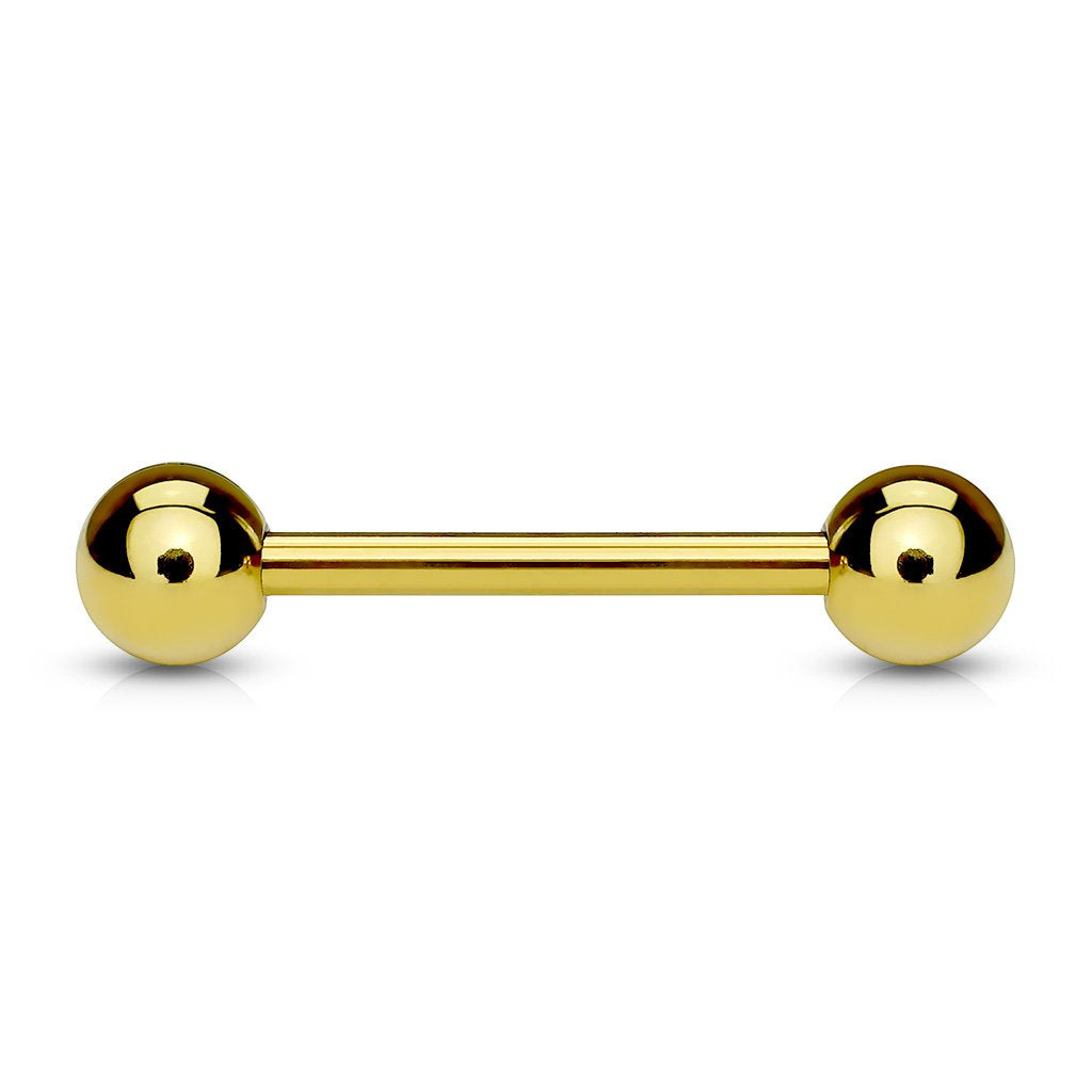 Hantel-Stab UNIVERSAL Straight Barbell Zungen-Piercing Industrial Ohr Gold Edel-Stahl Chirurgenstahl ALLE Stabdicken Stablängen Kugel-größen