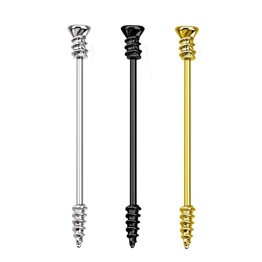 Industrial Stab Piercing Straight Barbell Hantel Schraube Silber schwarz gelbgold Ohr Brustwarze Edelstahl Chirurgenstahl 316L