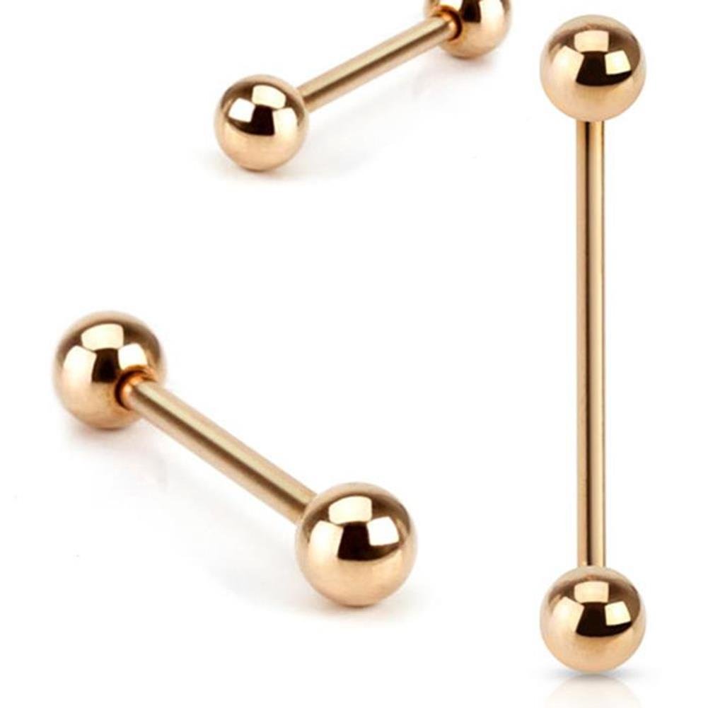 Hantel-stab UNIVERSAL Straight Barbell Zungen-Piercing Industrial Ohr rosé-Gold Edel-Stahl Chirurgenstahl ALLE Stabdicken Stablängen Kugel-größen