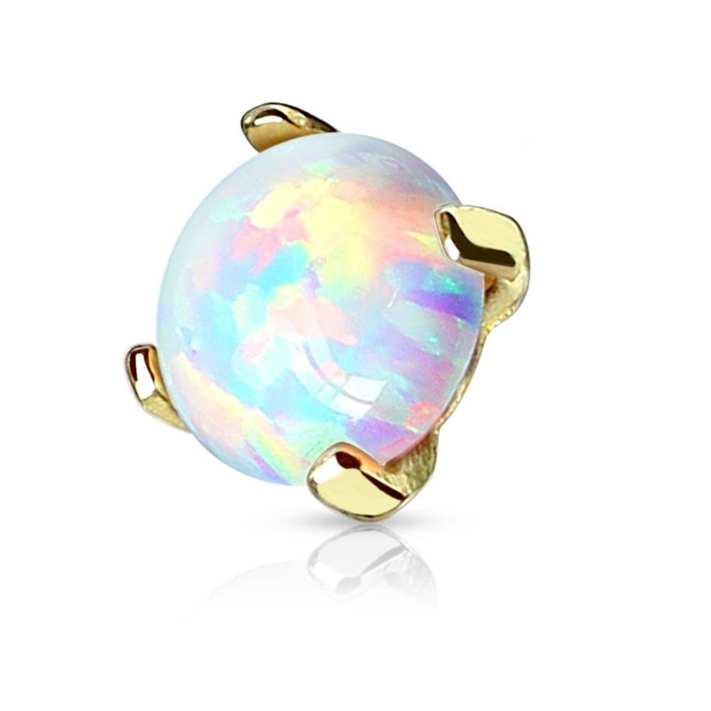 Dermalaufsatz Anchor Echtgold 14 Karat GelbGold WeißGold 3mm 4mm 5mm Opal Synth 1.6 StabDicke HautAnker Skin Diver Implantat Kugel