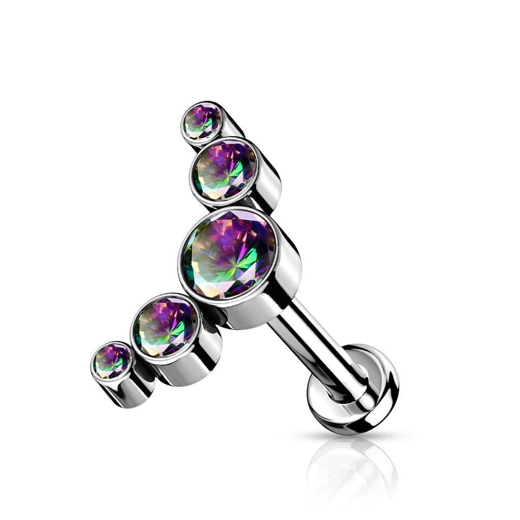 Push-In Labret Piercing Zirkonia Titan Grade 23 Piercing 1,2mm Stabdicke 8mm Stablänge Madonna Medusa Monroe Tragus Helix Jestrum