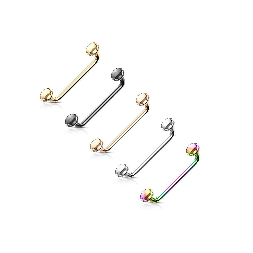 Oberflächenpiercing Surfacepiercing Barbell 90 Grad Schlangenaugen Chirurgenstahl 16mm Stablänge 1,2 mm Stabdicke Gold Schwarz Bar