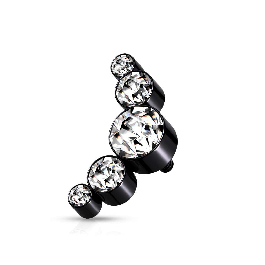 Dermalaufsatz Anchor 5 Kristalle Halbmond viele Farben und Gewindestärken 316L Chirugenstahl HautAnker Skin Diver Kugel Bodypiercing