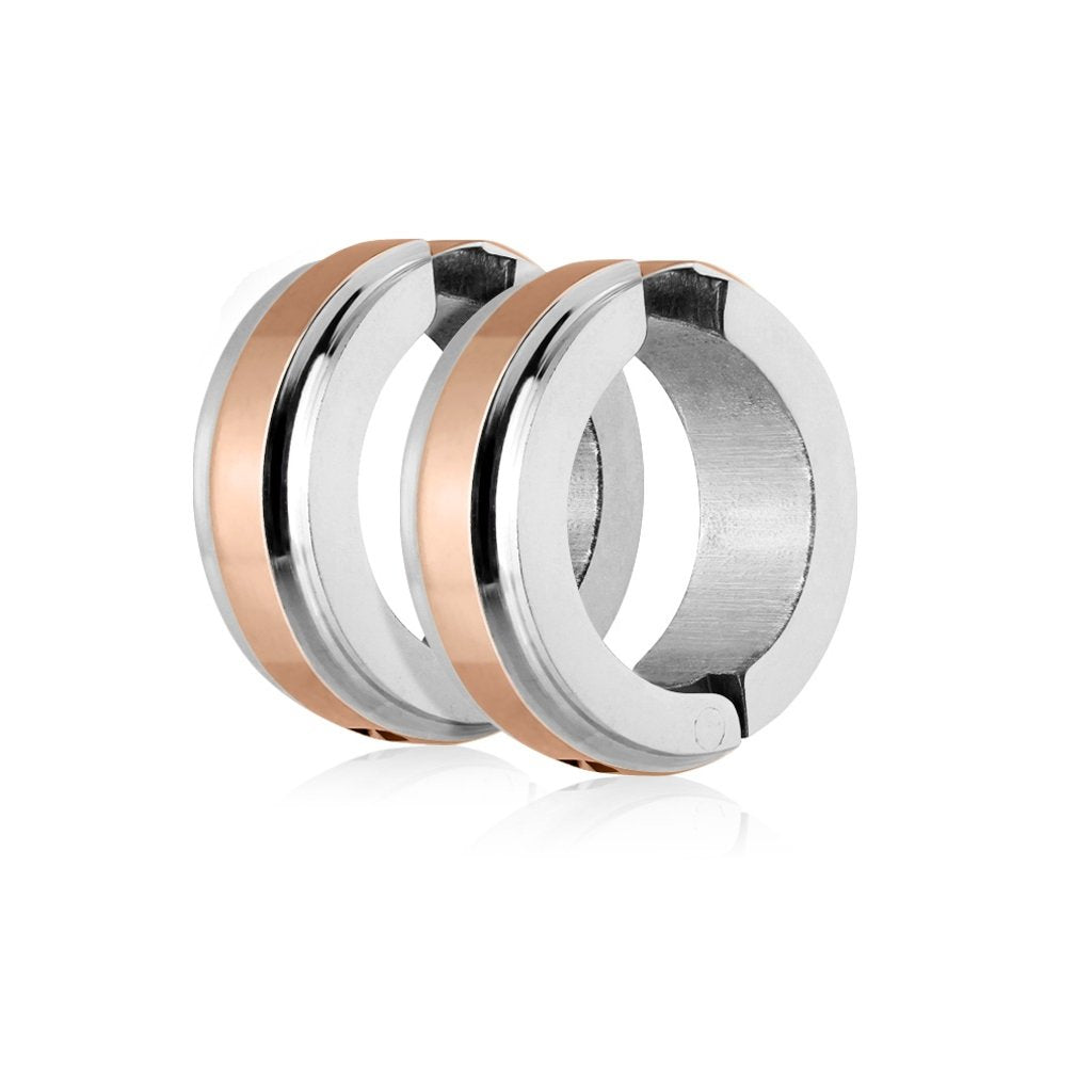 Damen 1 Paar Edelstahl Chirurgenstahl 316L Ohrklemmen mit Mittelstreifen blau gelbgold schwarz roségold