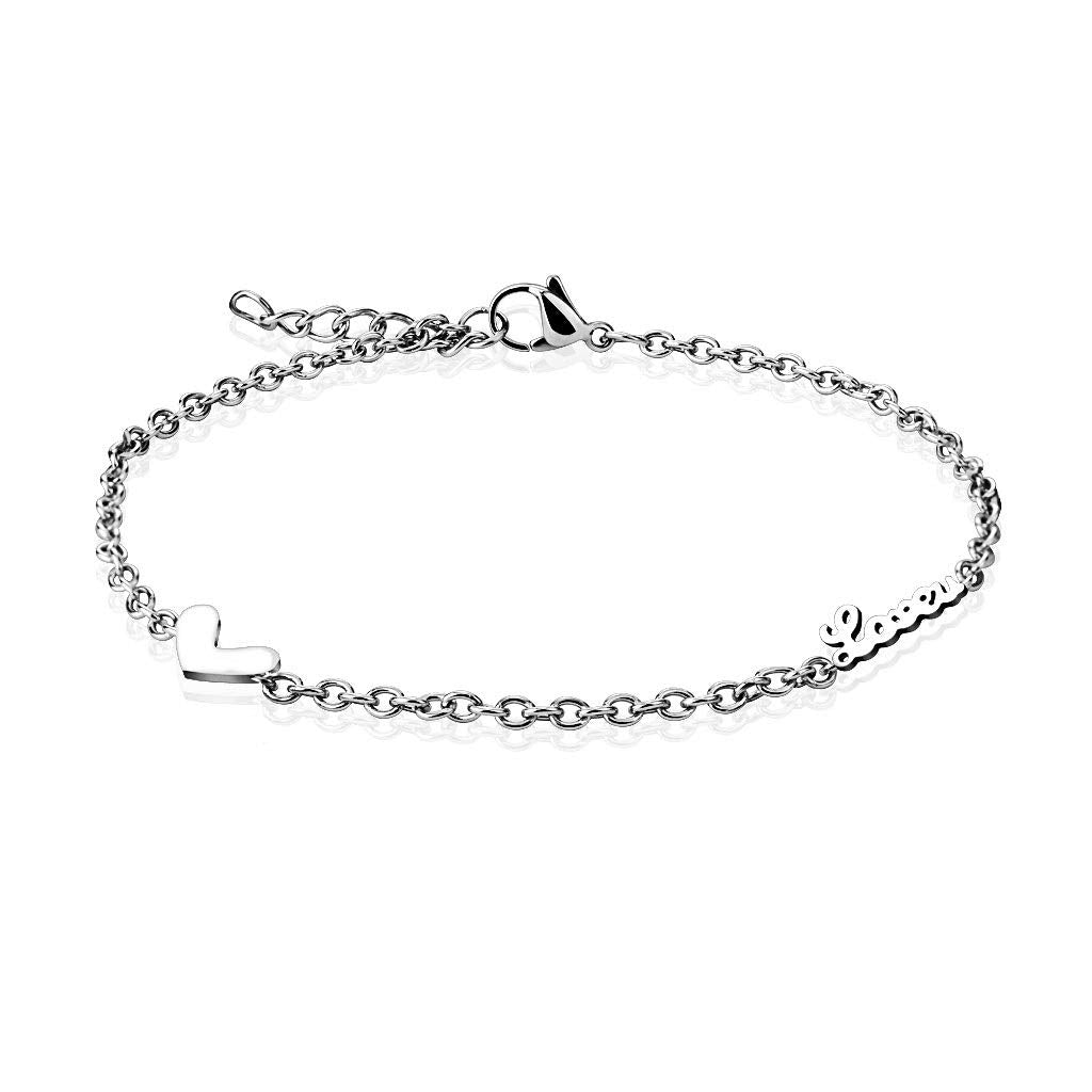 Armband Damen Love Herz 316L Chirurgenstahl 235mm Bettelarmband Armkettchen Armschmuck Fußkette