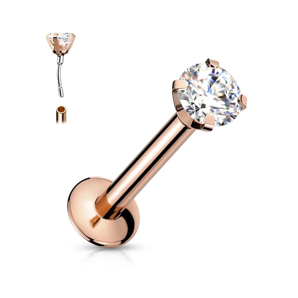 Push-In Labret Piercing Kugel Zirkonia Chirurgenstahl 316L Ball Set 0,8mm 1mm 1,2mm Stabdicke Madonna Medusa Monroe Helix Tragus