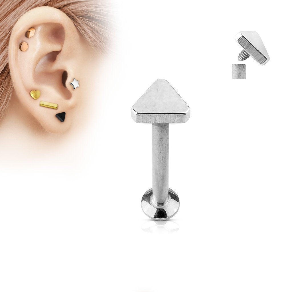 Paula & Fritz® UNIVERSAL Stud Labret Monroe Cartilage Gold roségold schwarz Silber Spitze Dreieck Edelstahl Chirurgenstahl 316L Länge 4mm - 8mm