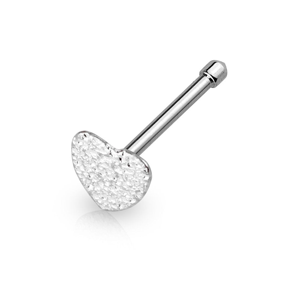 Paula & Fritz® sandgestrahltes Herz Nasen-Piercing Nasenpiercing-s Nose für Nasenfluegel als Nasenschmuck Nasenstecker Nostril Edelstahl Chirurgenstahl 6mm lang Gold roségold Silber