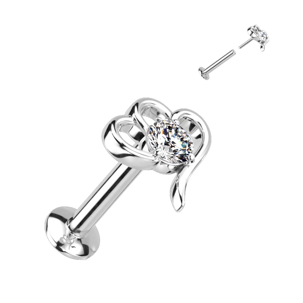 Push-In Labret Piercing Herz Zirkonia Klar Chirurgenstahl 316L Set Mehrfarbig 6mm 8mm Stabänge Madonna Medusa Ohr-Stecker Labret Stud