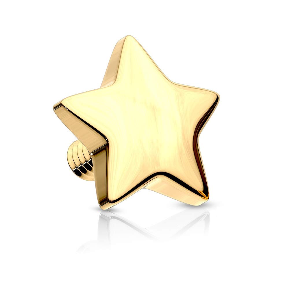 Dermalaufsatz Anchor Echtgold 14 Karat Stern 4mm GelbGold WeißGold 1,6mm Gewinde HautAnker Skin Diver Implantat Bodypiercing Rund