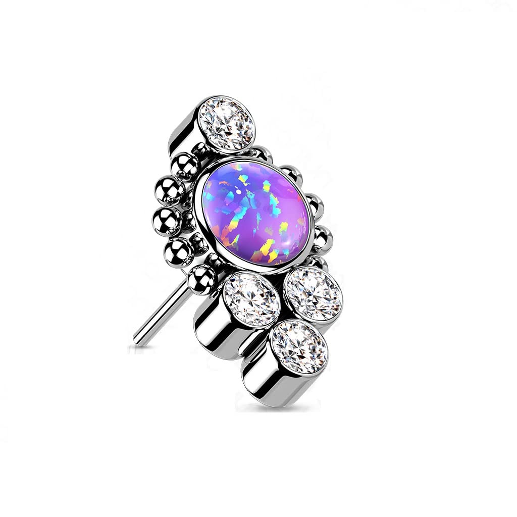 Push-In Aufsatz Zirkonia Opal Titan Grade 23 Piercing Set Mehrfarbig 9,4mm Lang Ohrstecker Labret Stud Nipple Straight Barbell
